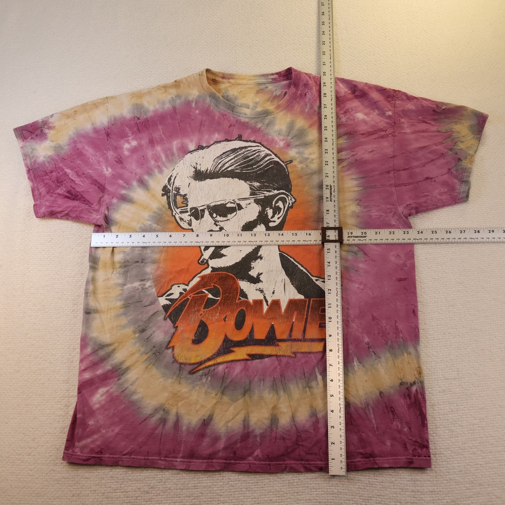 David Bowie Unisex XL T-Shirt Purple Tie Dye Graphic Rock Music Band Tee - Picture 2 of 5